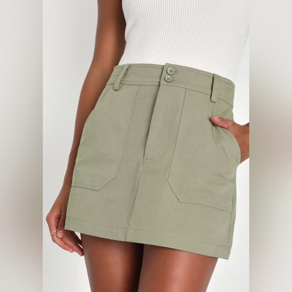 Lulus Olive Green Women's Skirt - Size Small - Picture 1 of 10